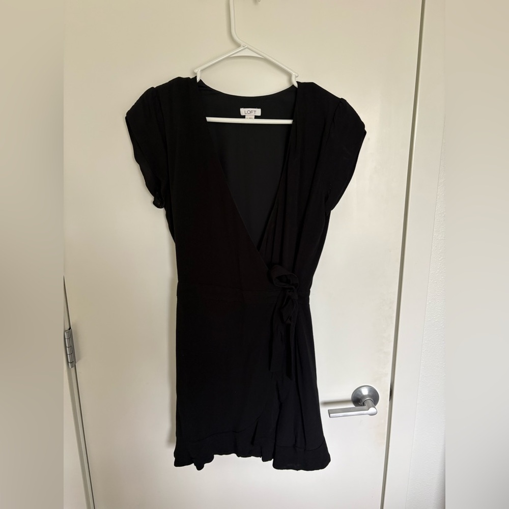 LOFT Black Dress with Simple Crew Neck
